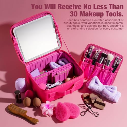 BS-MALL Makeup Brushes & Beauty Tools Assortment Box – Curated Collection of Makeup Brushes, Makeup Bag, Makeup Sponge, Hair Ties & More Professional Beauty Tools for Daily Use & Travel (XL)